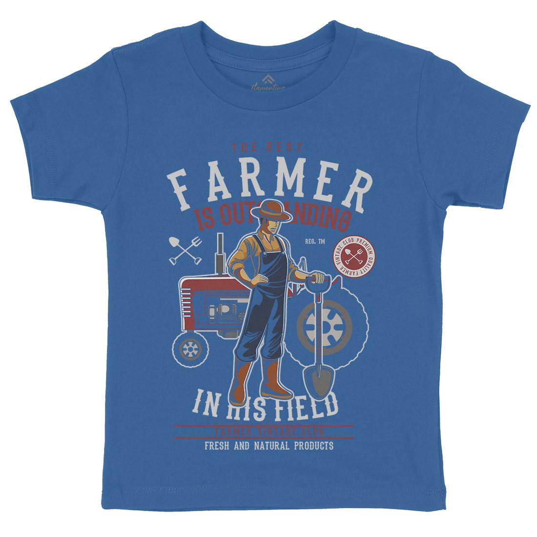 Farmer Kids Organic Crew Neck T-Shirt Work C348