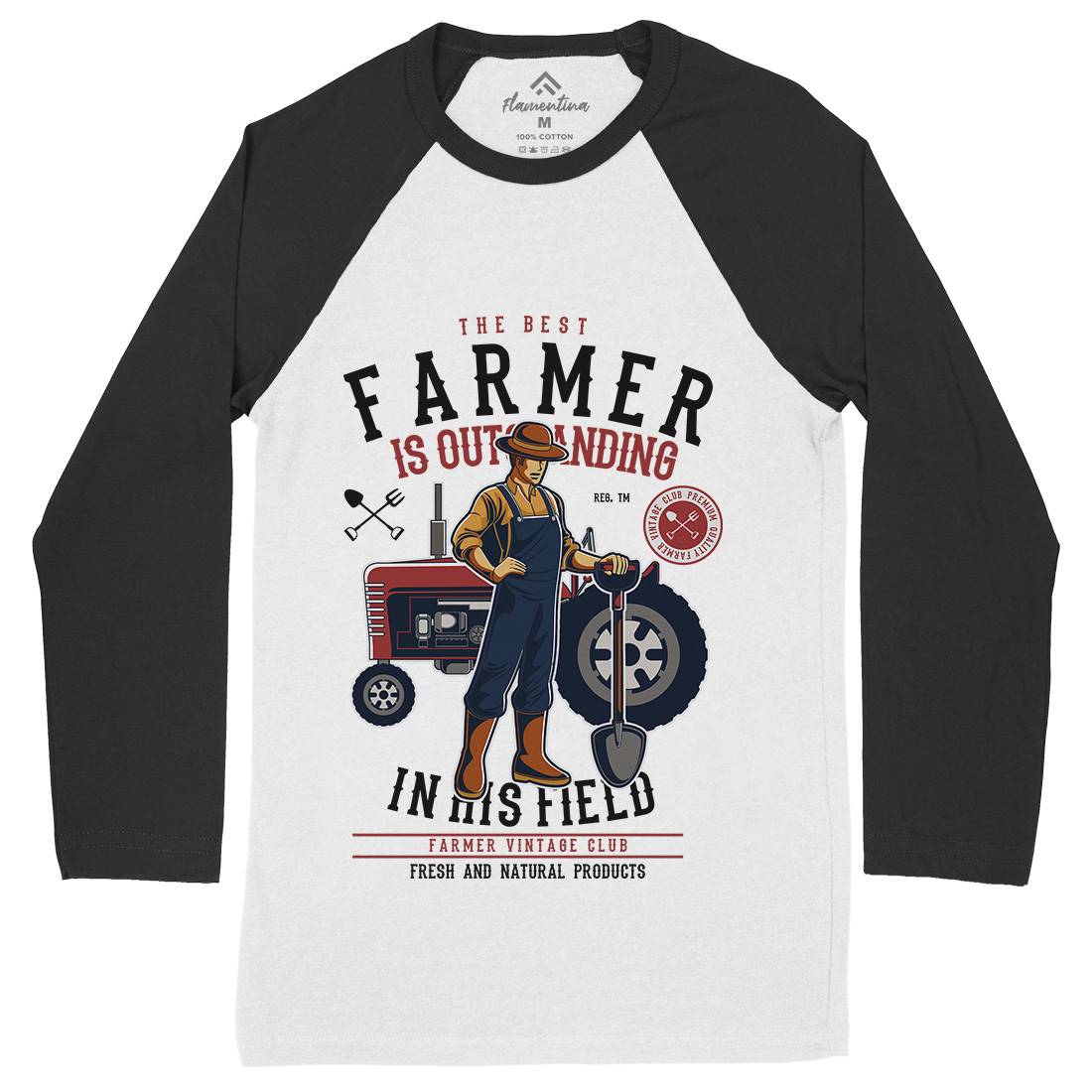 Farmer Mens Long Sleeve Baseball T-Shirt Work C348