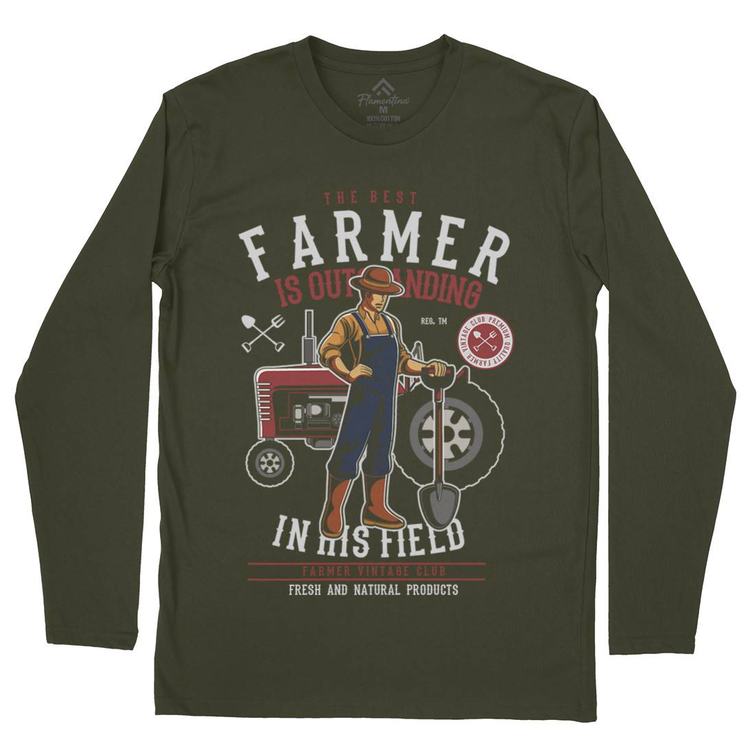 Farmer Mens Long Sleeve T-Shirt Work C348