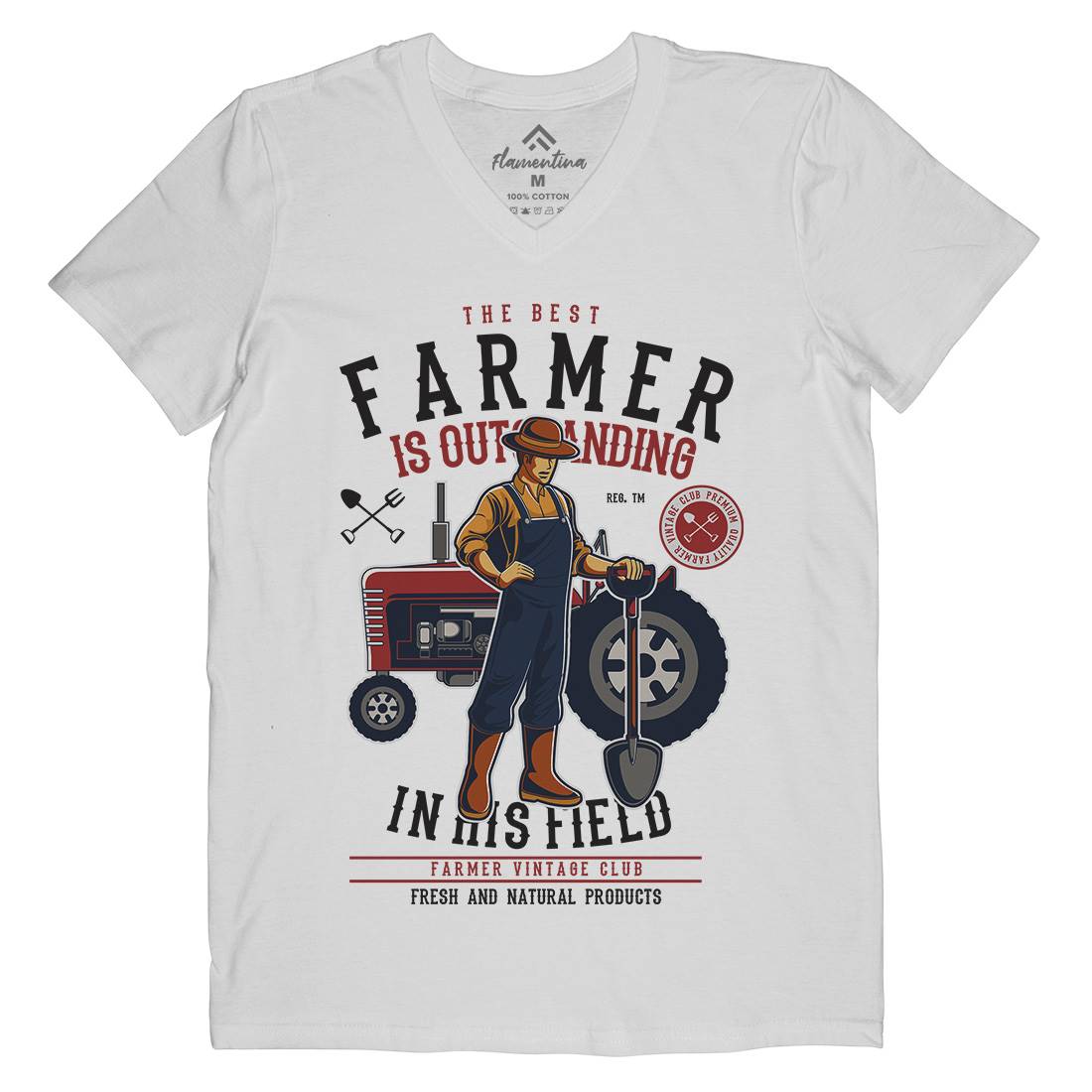 Farmer Mens V-Neck T-Shirt Work C348