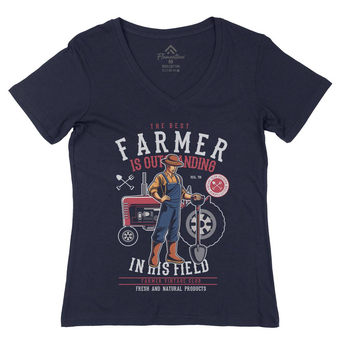 Farmer Womens Organic V-Neck T-Shirt Work C348