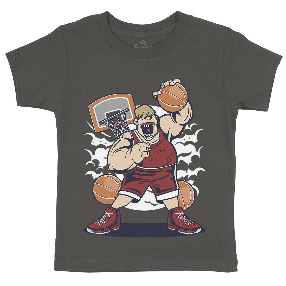 Fat Basketball Player Kids Crew Neck T-Shirt Sport C350