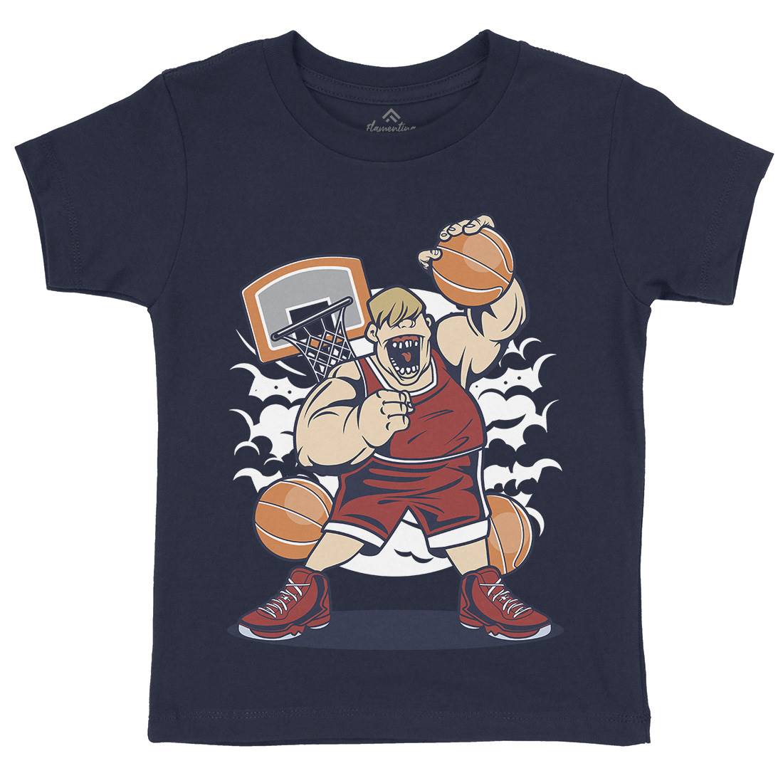 Fat Basketball Player Kids Crew Neck T-Shirt Sport C350