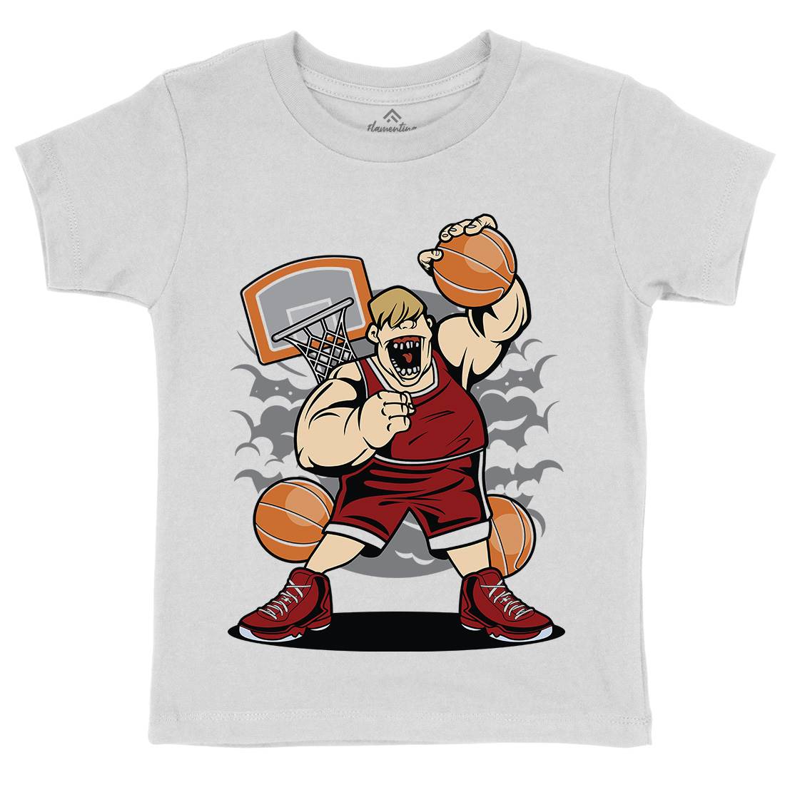 Fat Basketball Player Kids Organic Crew Neck T-Shirt Sport C350