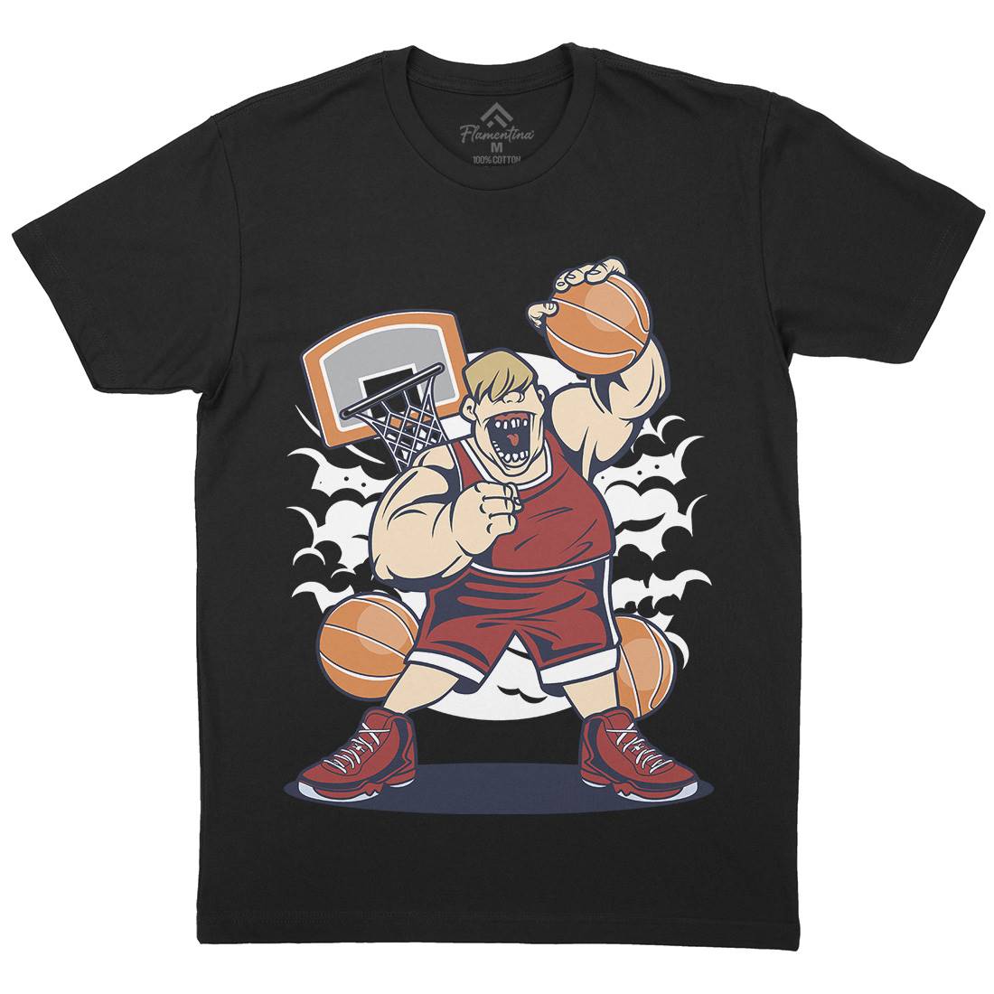 Fat Basketball Player Mens Crew Neck T-Shirt Sport C350