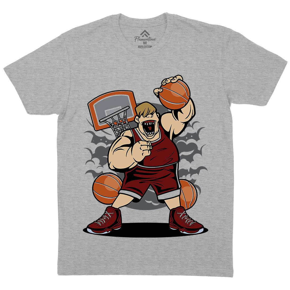 Fat Basketball Player Mens Crew Neck T-Shirt Sport C350