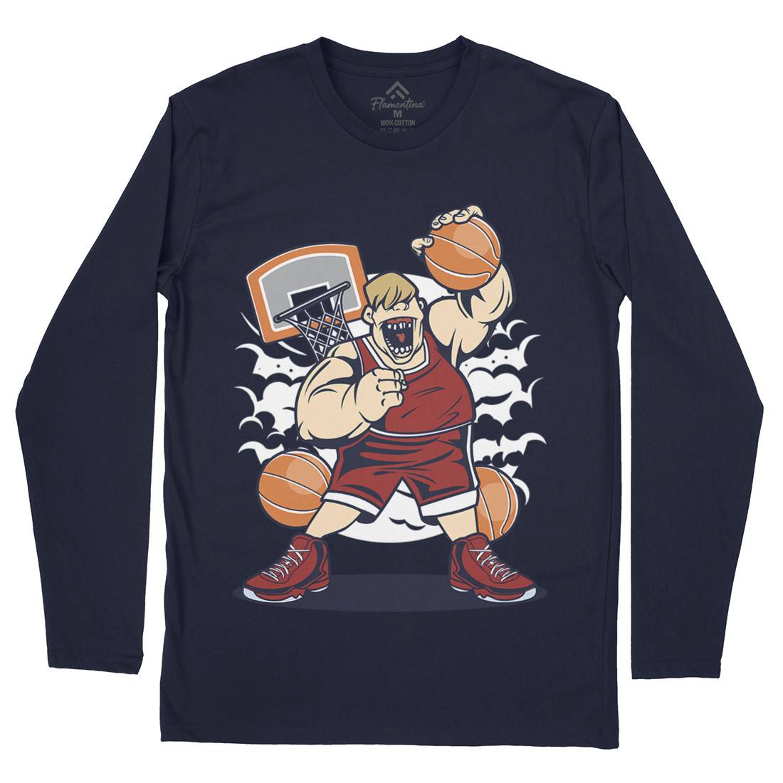 Fat Basketball Player Mens Long Sleeve T-Shirt Sport C350