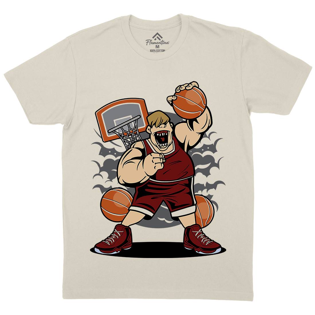 Fat Basketball Player Mens Organic Crew Neck T-Shirt Sport C350