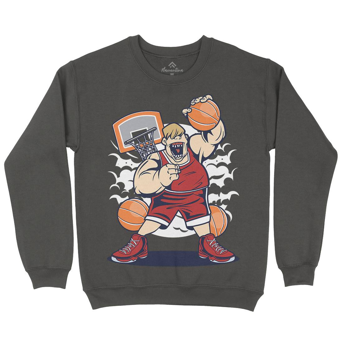 Fat Basketball Player Mens Crew Neck Sweatshirt Sport C350