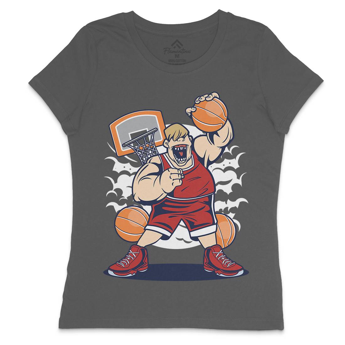 Fat Basketball Player Womens Crew Neck T-Shirt Sport C350