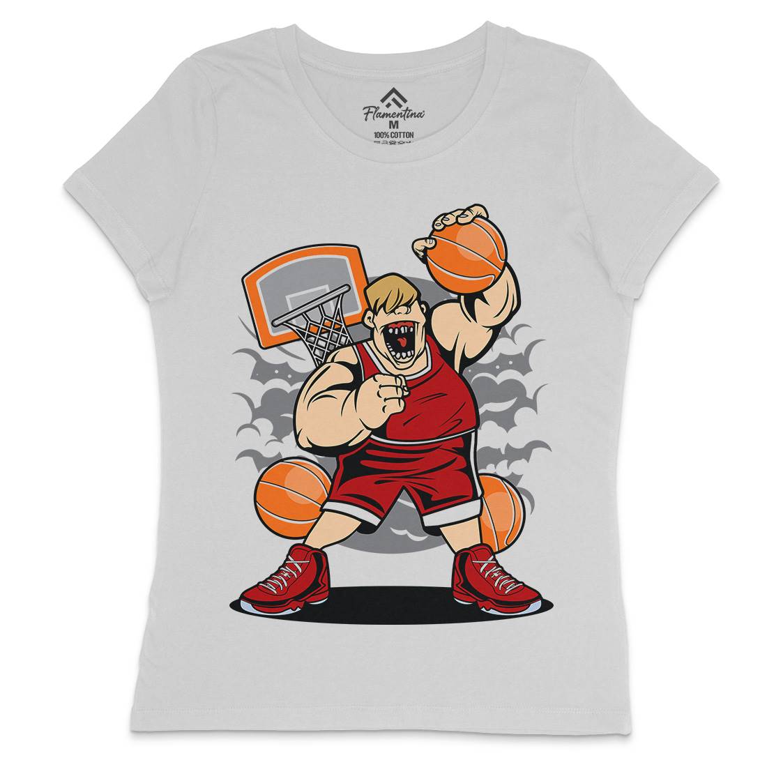 Fat Basketball Player Womens Crew Neck T-Shirt Sport C350
