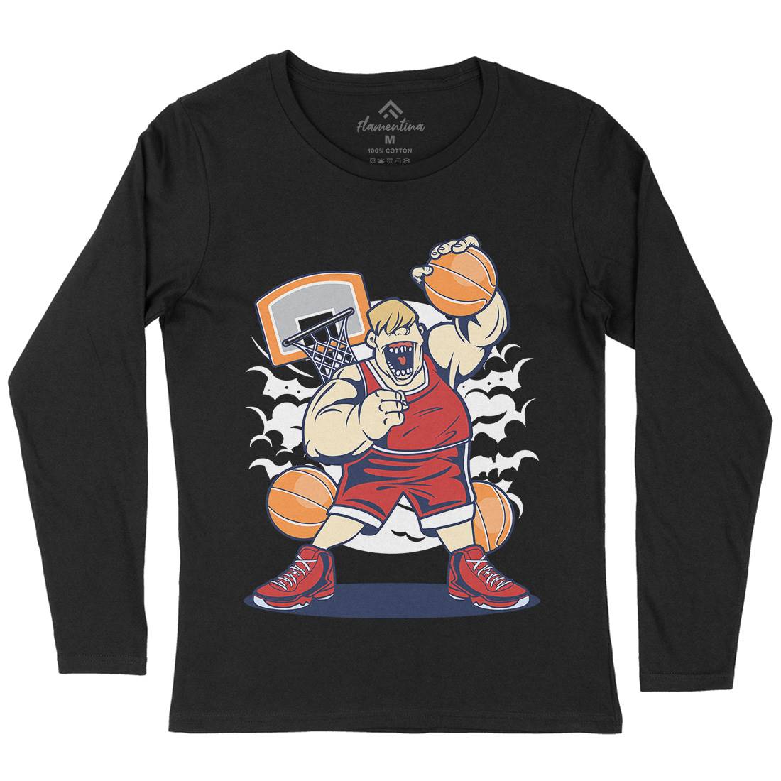 Fat Basketball Player Womens Long Sleeve T-Shirt Sport C350