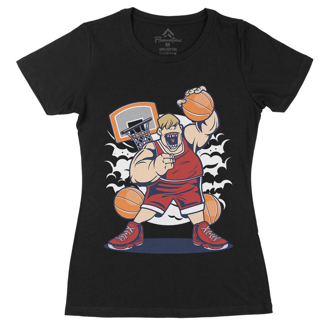 Fat Basketball Player Womens Organic Crew Neck T-Shirt Sport C350