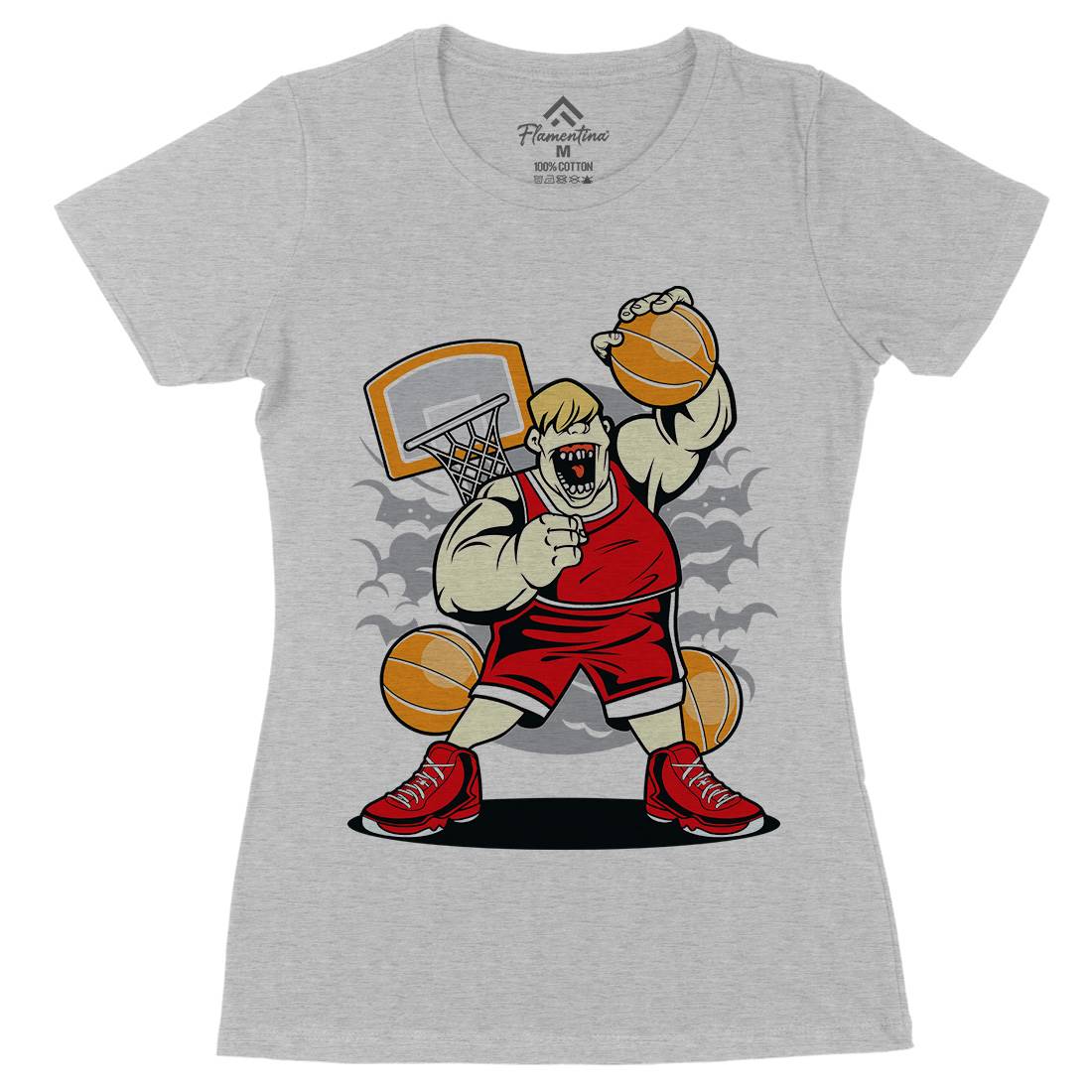 Fat Basketball Player Womens Organic Crew Neck T-Shirt Sport C350
