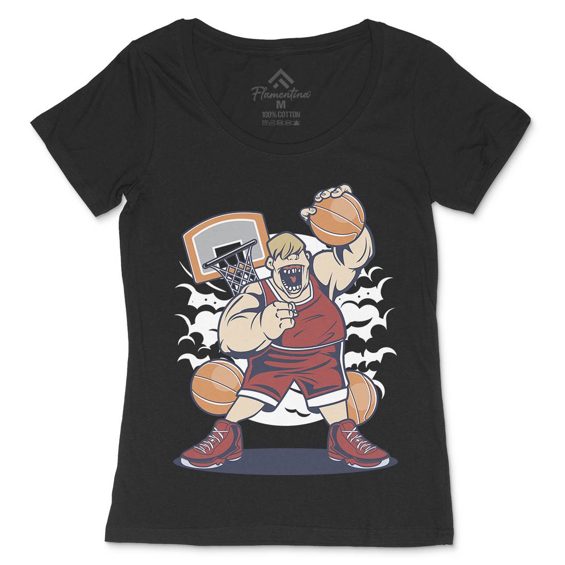 Fat Basketball Player Womens Scoop Neck T-Shirt Sport C350
