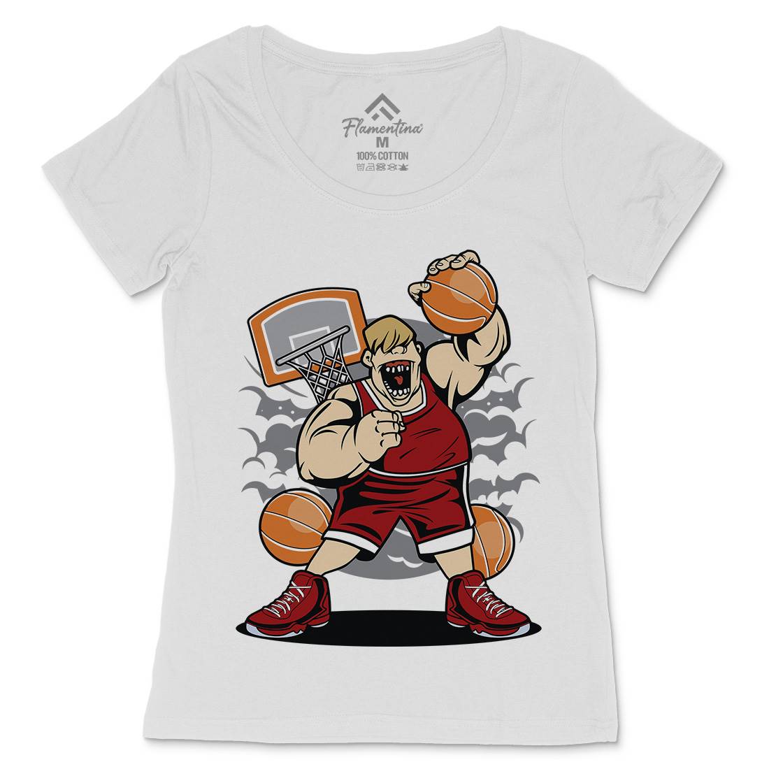 Fat Basketball Player Womens Scoop Neck T-Shirt Sport C350