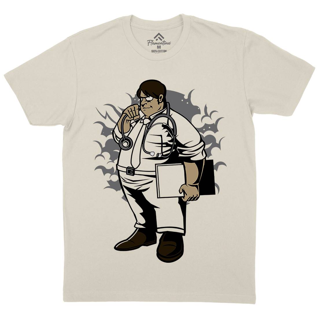 Fat Doctor Mens Organic Crew Neck T-Shirt Work C352