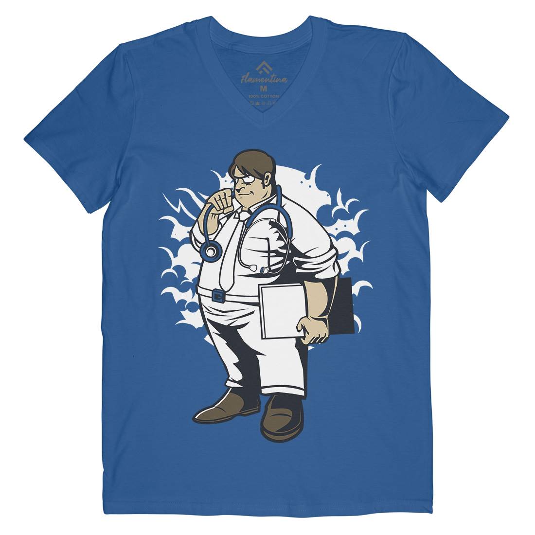 Fat Doctor Mens V-Neck T-Shirt Work C352