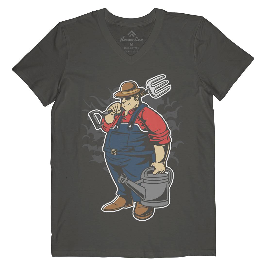 Fat Farmer Mens V-Neck T-Shirt Work C353