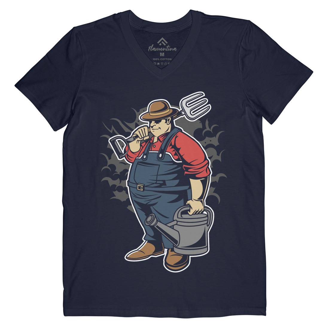Fat Farmer Mens V-Neck T-Shirt Work C353