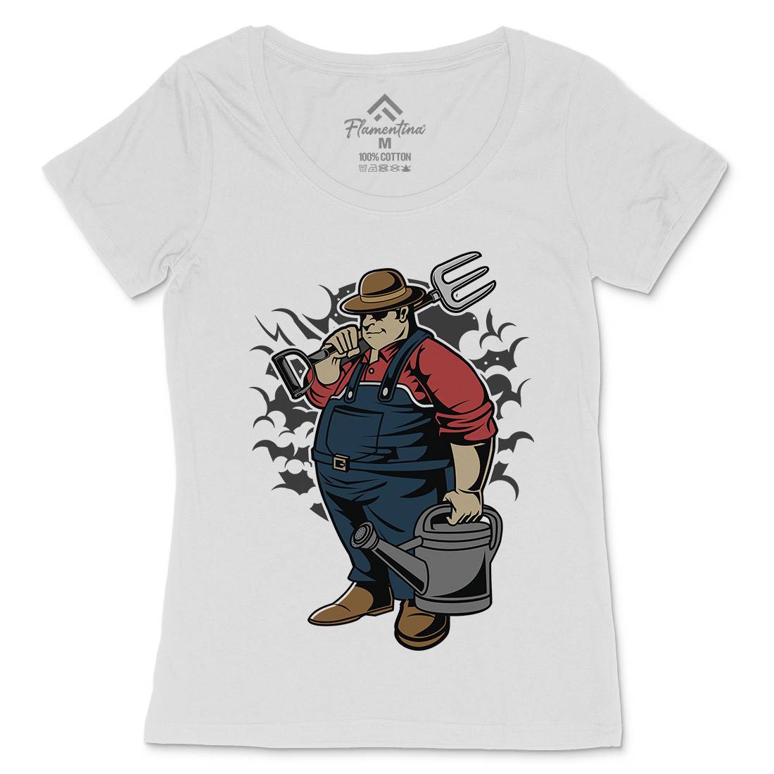 Fat Farmer Womens Scoop Neck T-Shirt Work C353