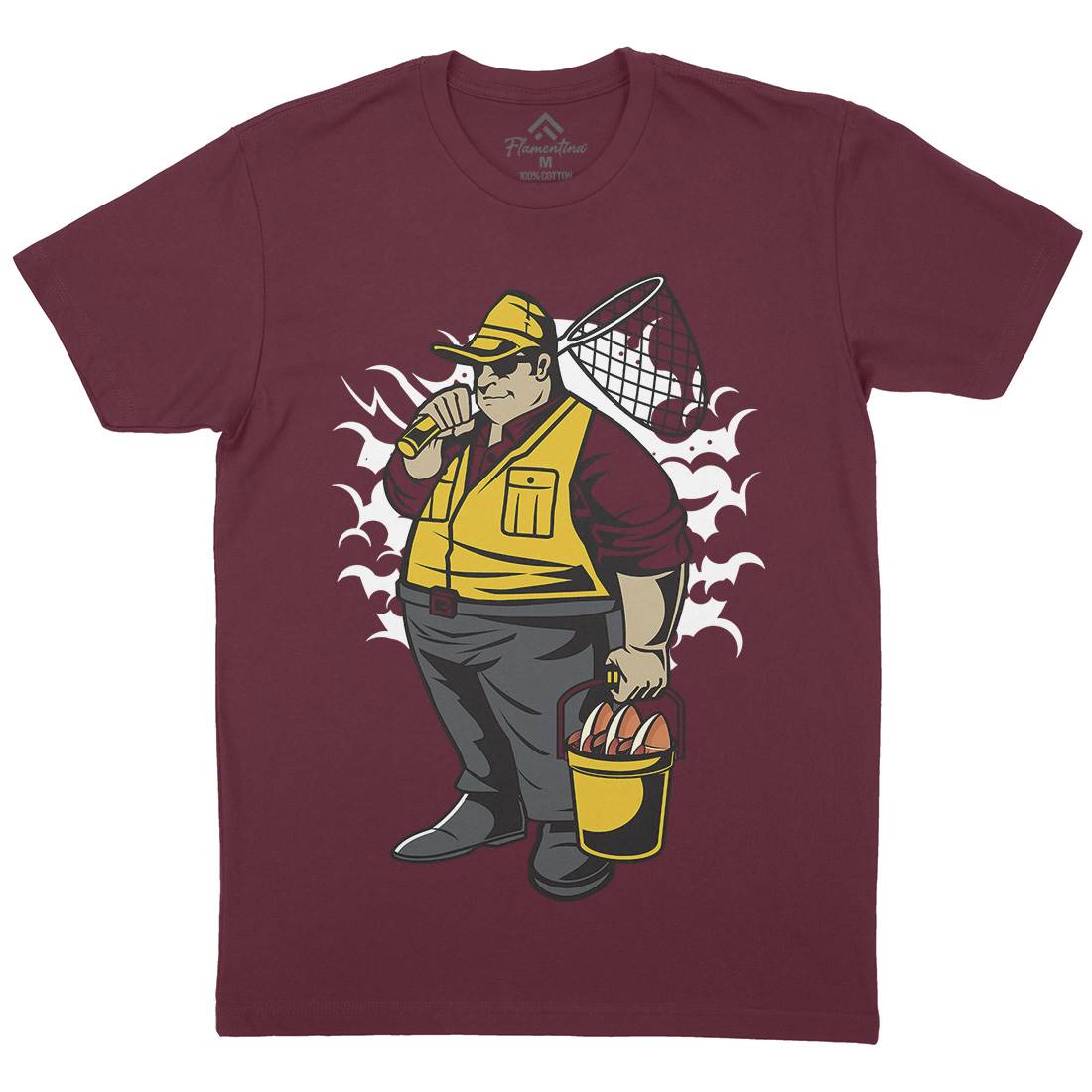 Fat Fisherman Mens Organic Crew Neck T-Shirt Fishing C354