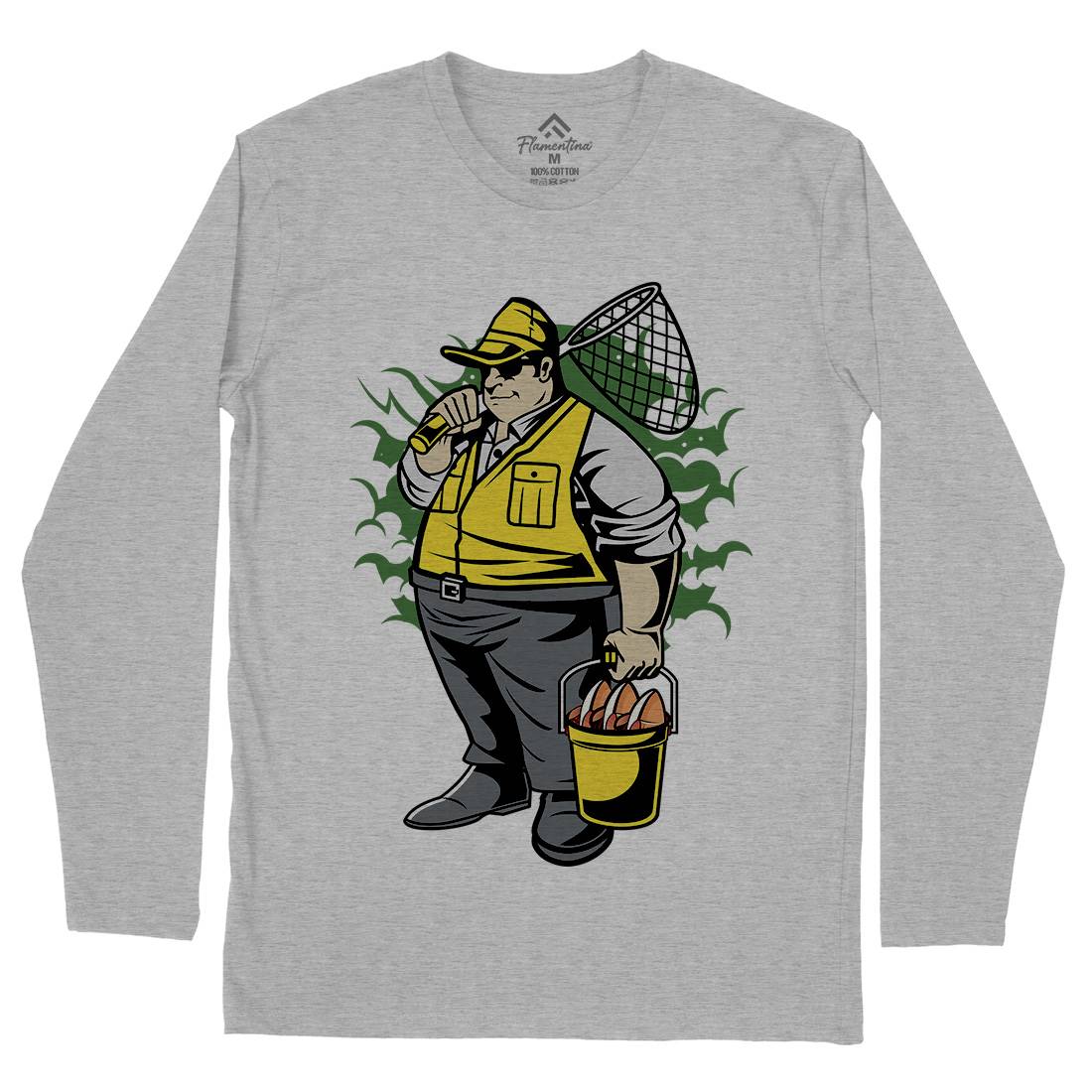 Fat Fisherman Mens Long Sleeve T-Shirt Fishing C354