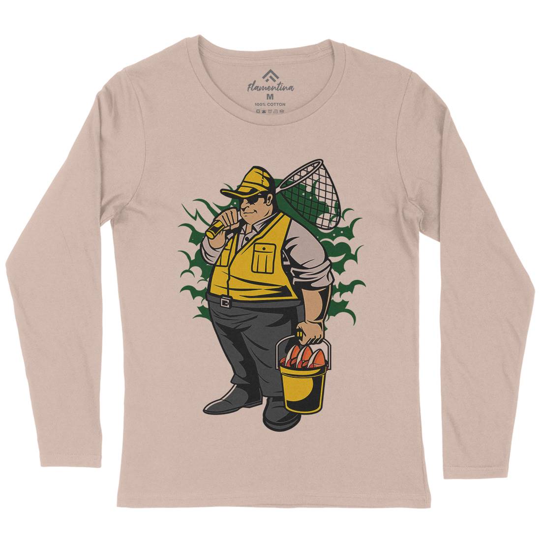 Fat Fisherman Womens Long Sleeve T-Shirt Fishing C354