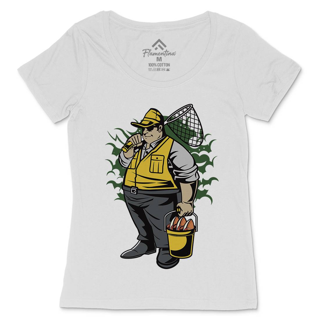 Fat Fisherman Womens Scoop Neck T-Shirt Fishing C354