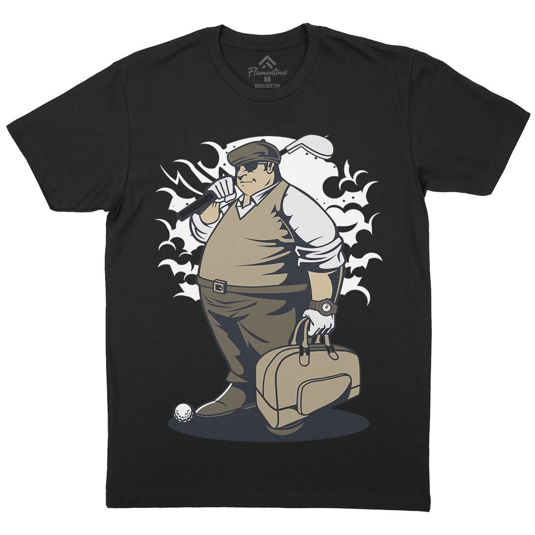 Fat Golfer Mens Organic Crew Neck T-Shirt Sport C356