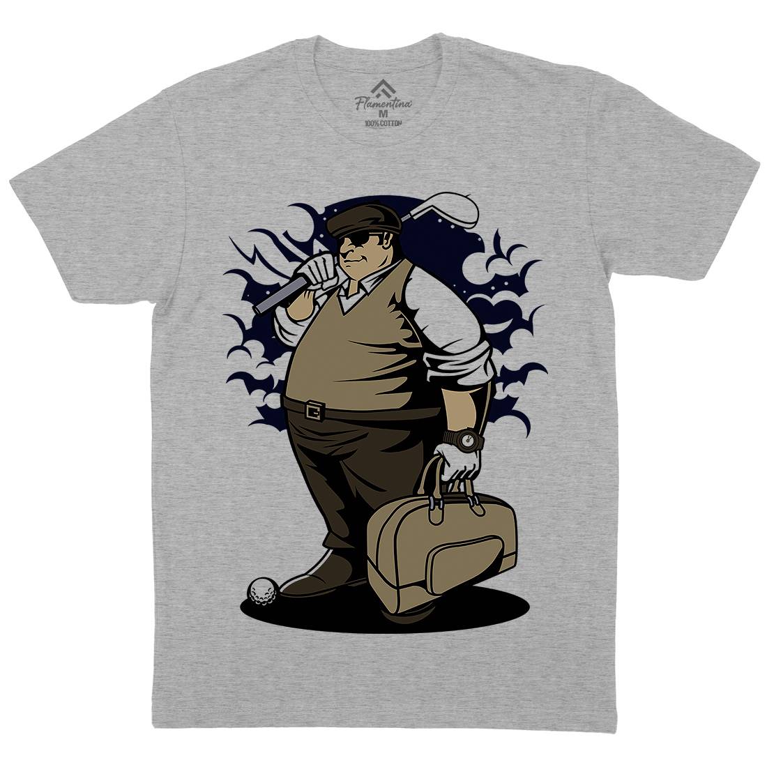Fat Golfer Mens Organic Crew Neck T-Shirt Sport C356