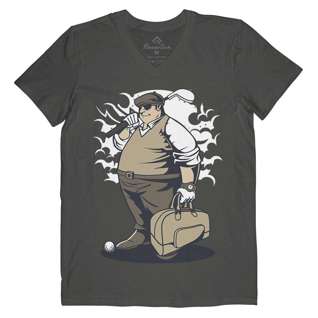 Fat Golfer Mens V-Neck T-Shirt Sport C356