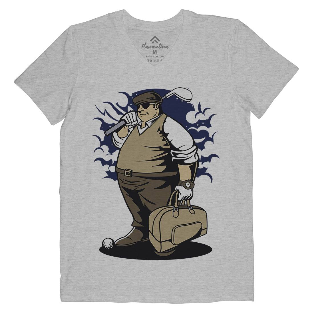 Fat Golfer Mens Organic V-Neck T-Shirt Sport C356