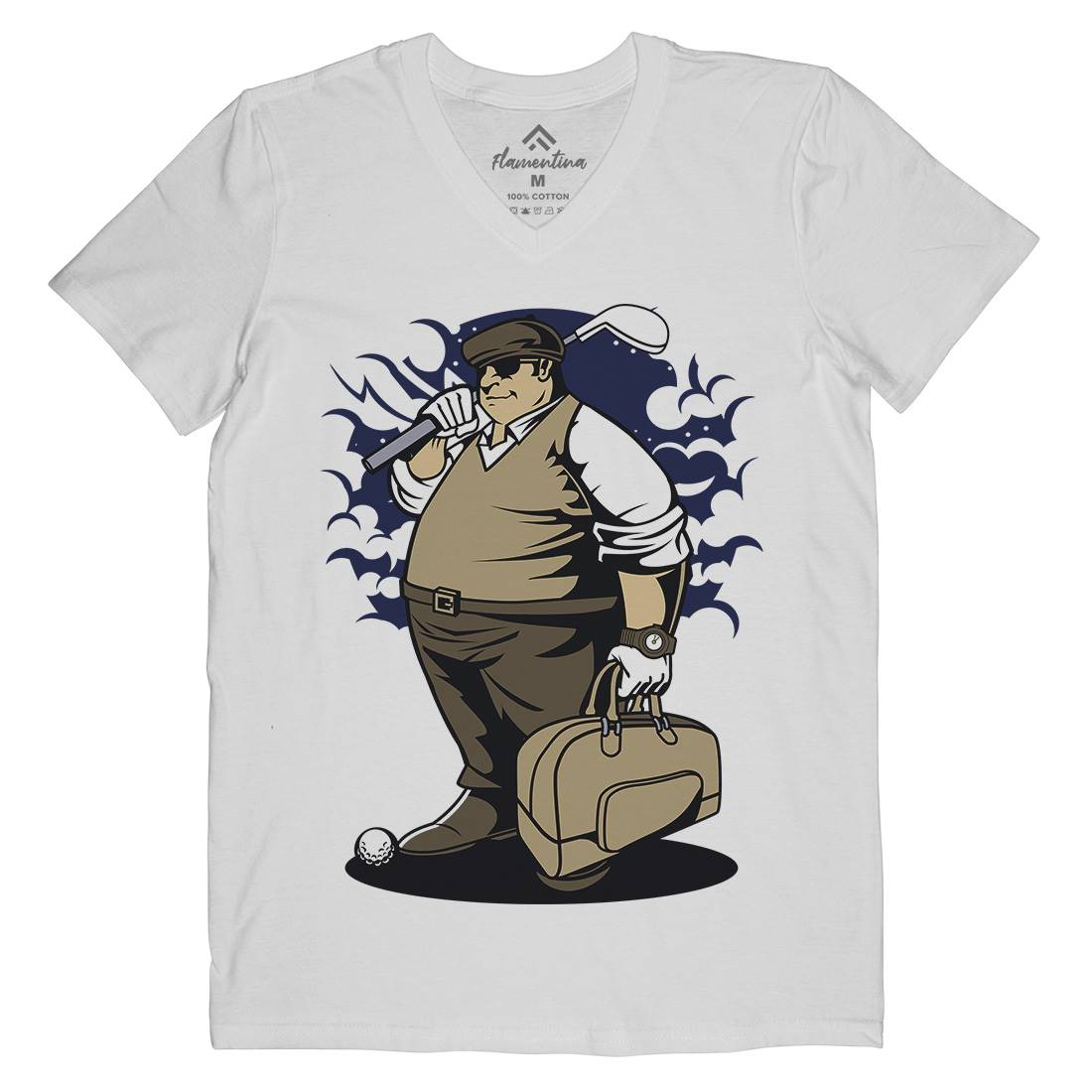 Fat Golfer Mens V-Neck T-Shirt Sport C356