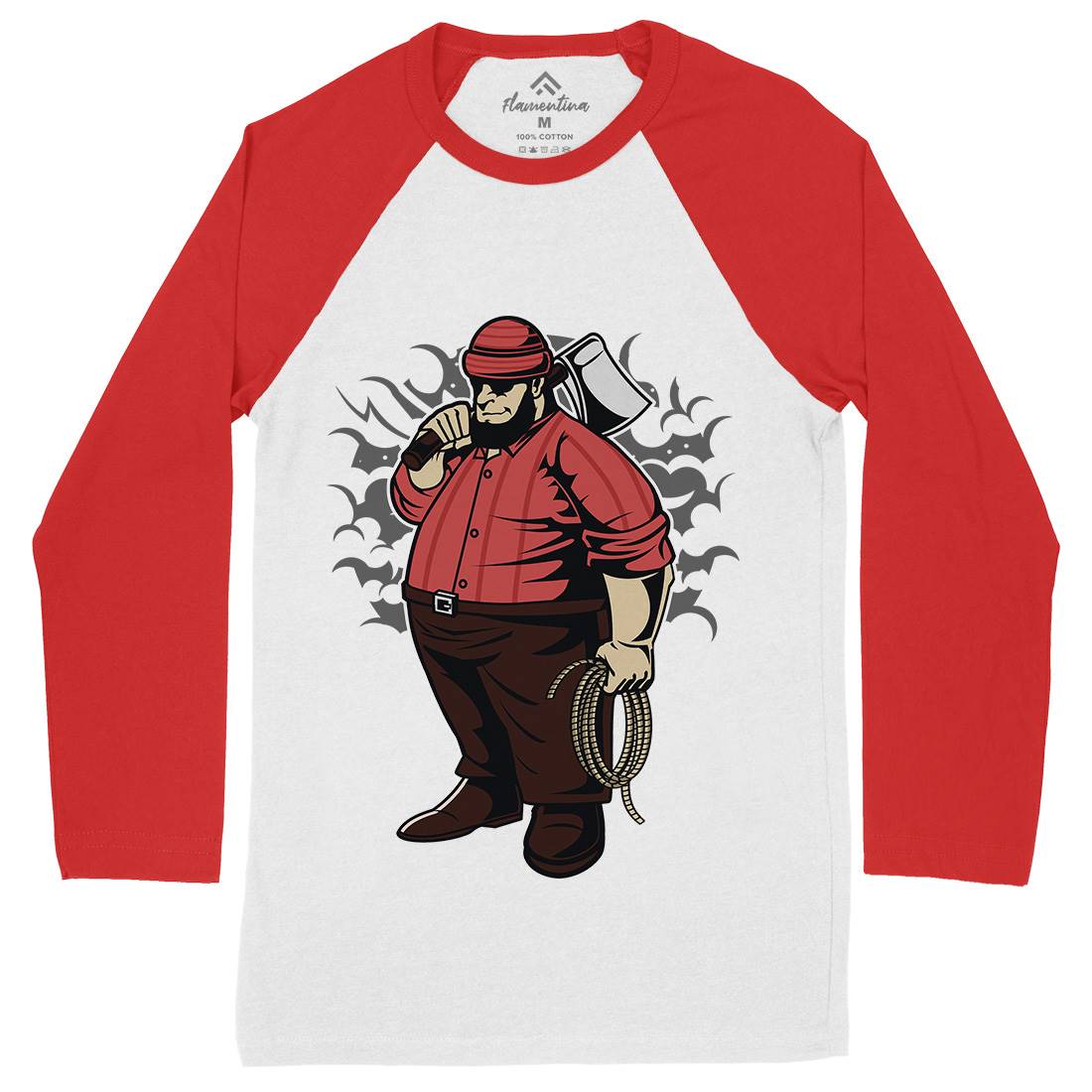 Fat Lumberjack Mens Long Sleeve Baseball T-Shirt Work C357