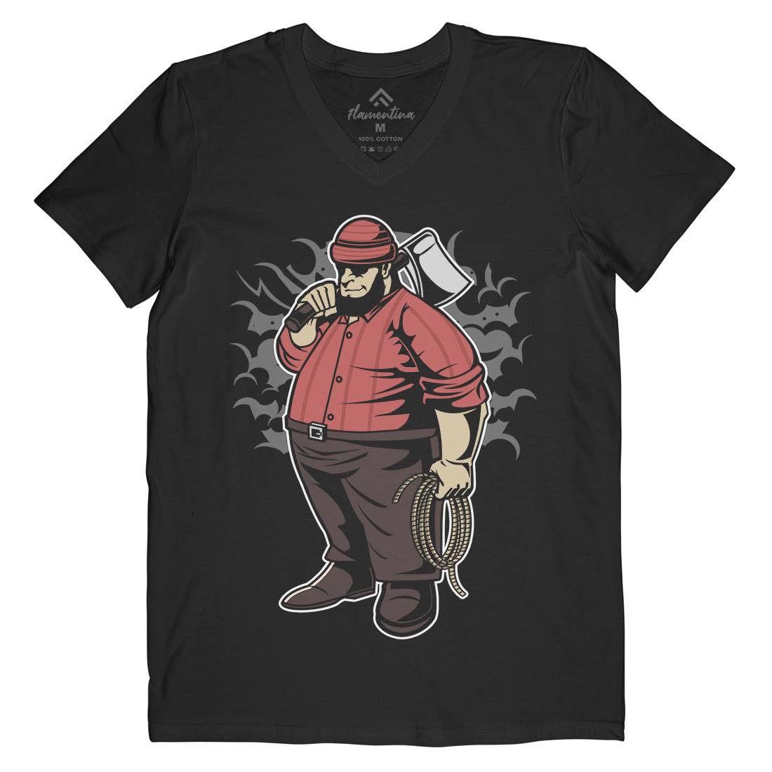 Fat Lumberjack Mens Organic V-Neck T-Shirt Work C357