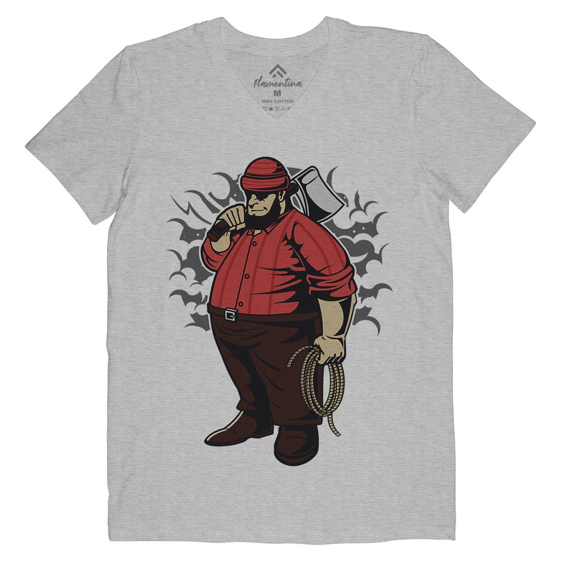 Fat Lumberjack Mens Organic V-Neck T-Shirt Work C357