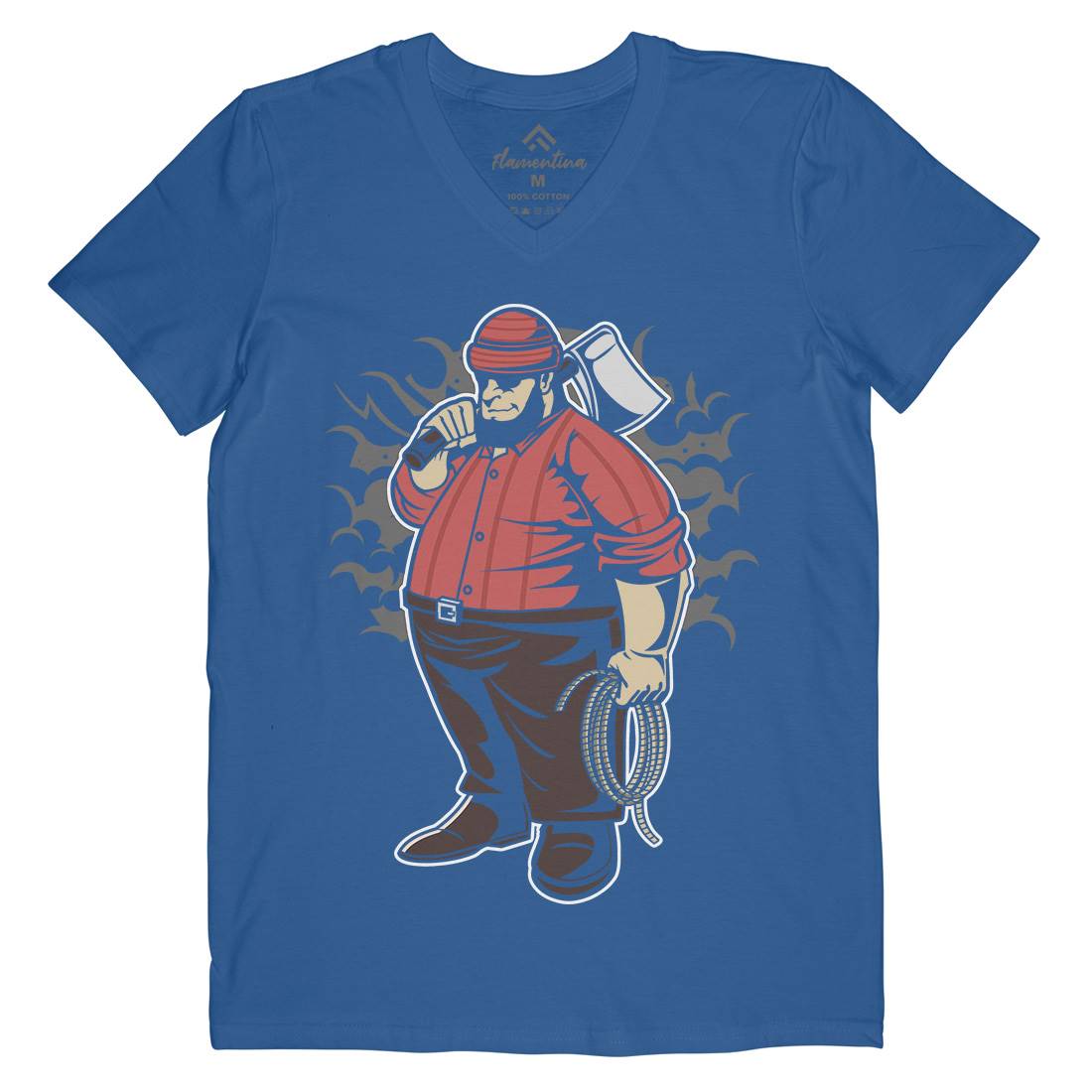 Fat Lumberjack Mens V-Neck T-Shirt Work C357