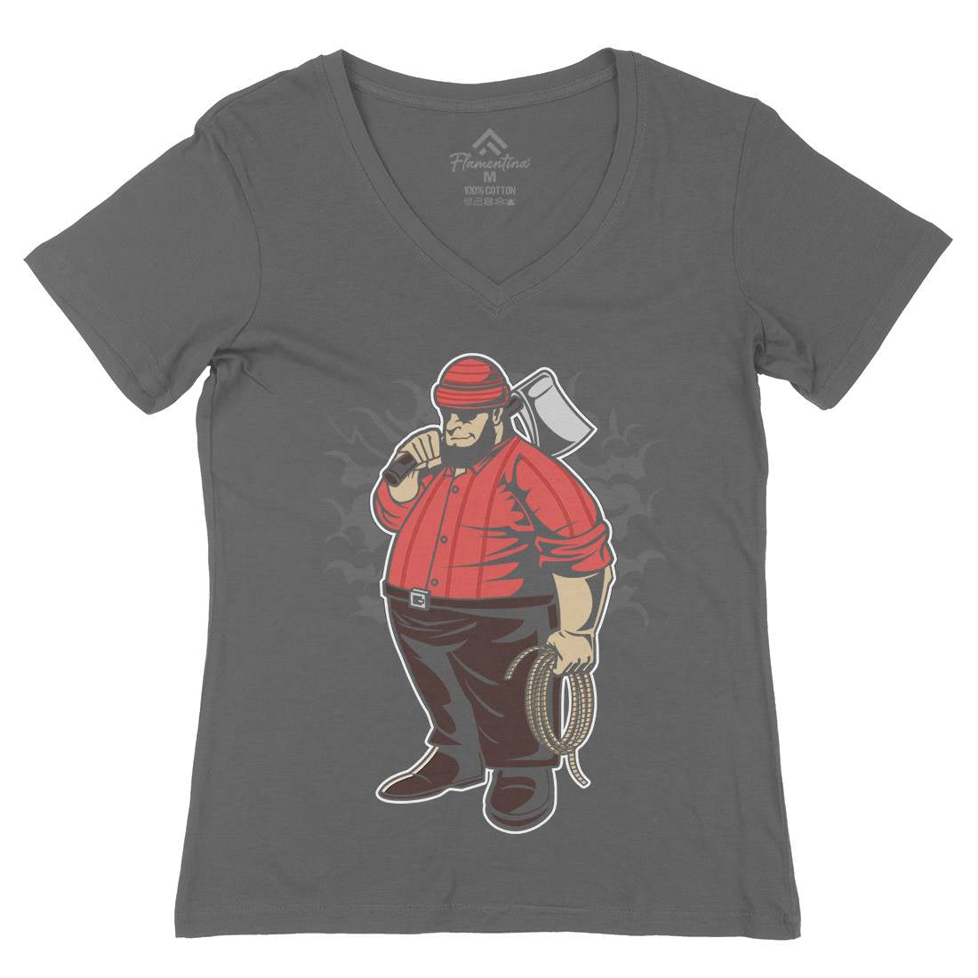 Fat Lumberjack Womens Organic V-Neck T-Shirt Work C357