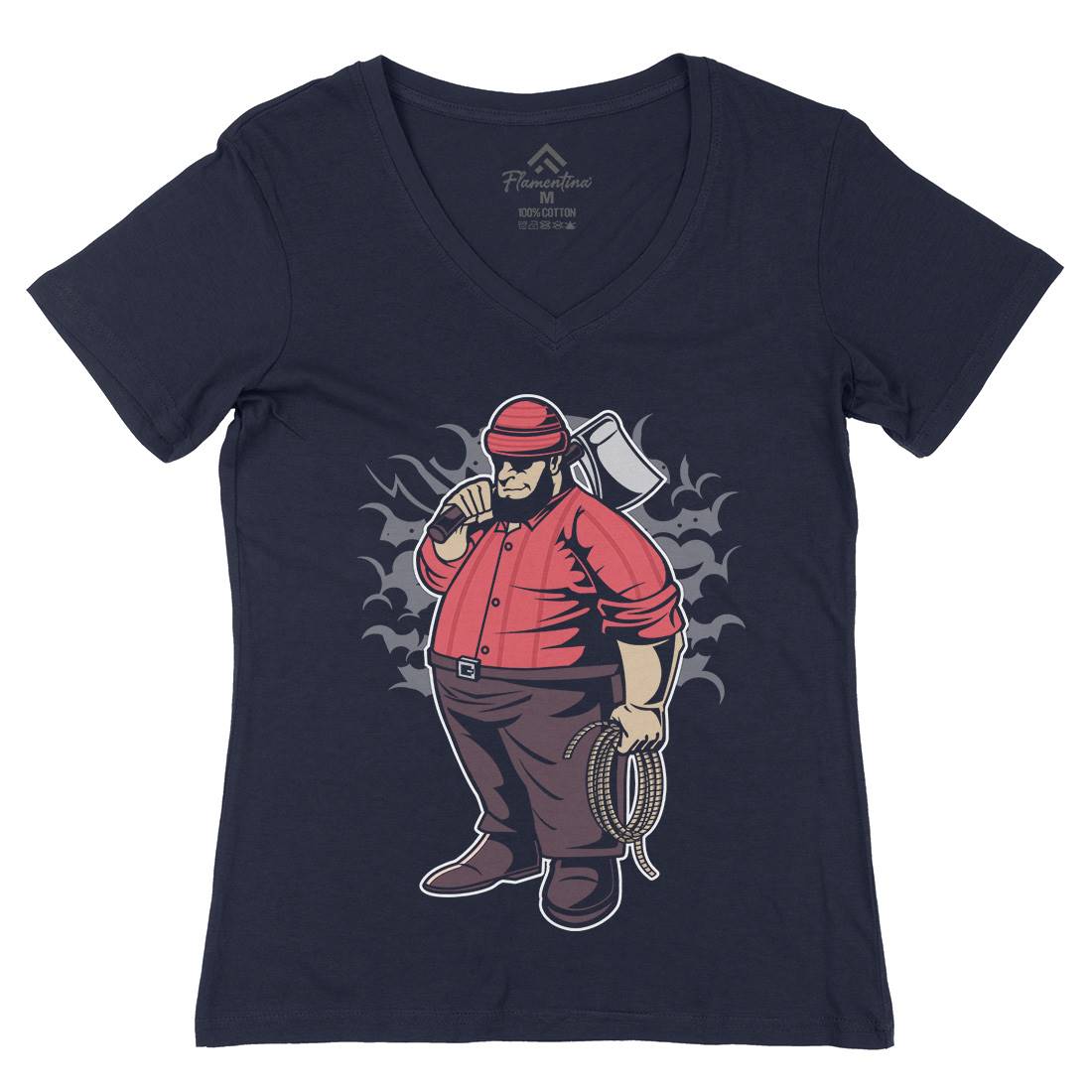 Fat Lumberjack Womens Organic V-Neck T-Shirt Work C357