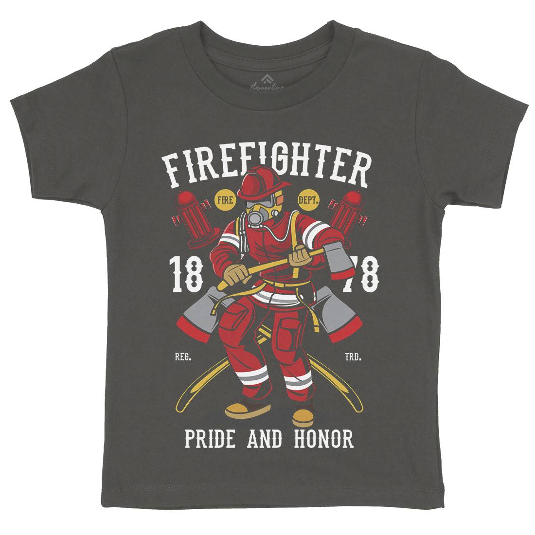 Fire Fighter Kids Crew Neck T-Shirt Firefighters C358