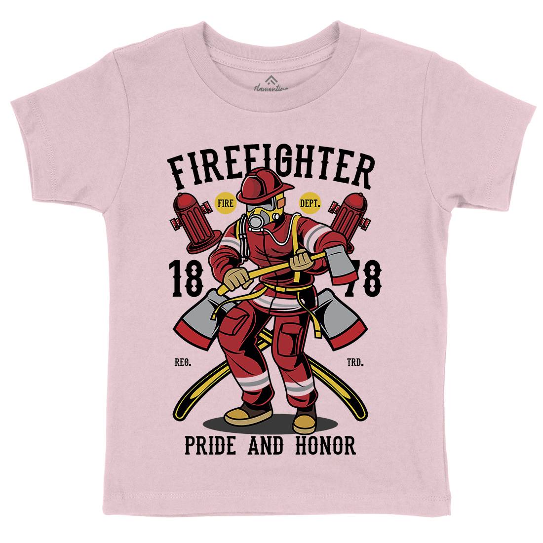 Fire Fighter Kids Crew Neck T-Shirt Firefighters C358