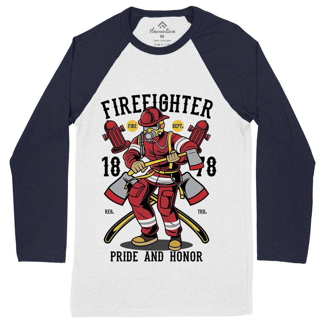 Fire Fighter Mens Long Sleeve Baseball T-Shirt Firefighters C358