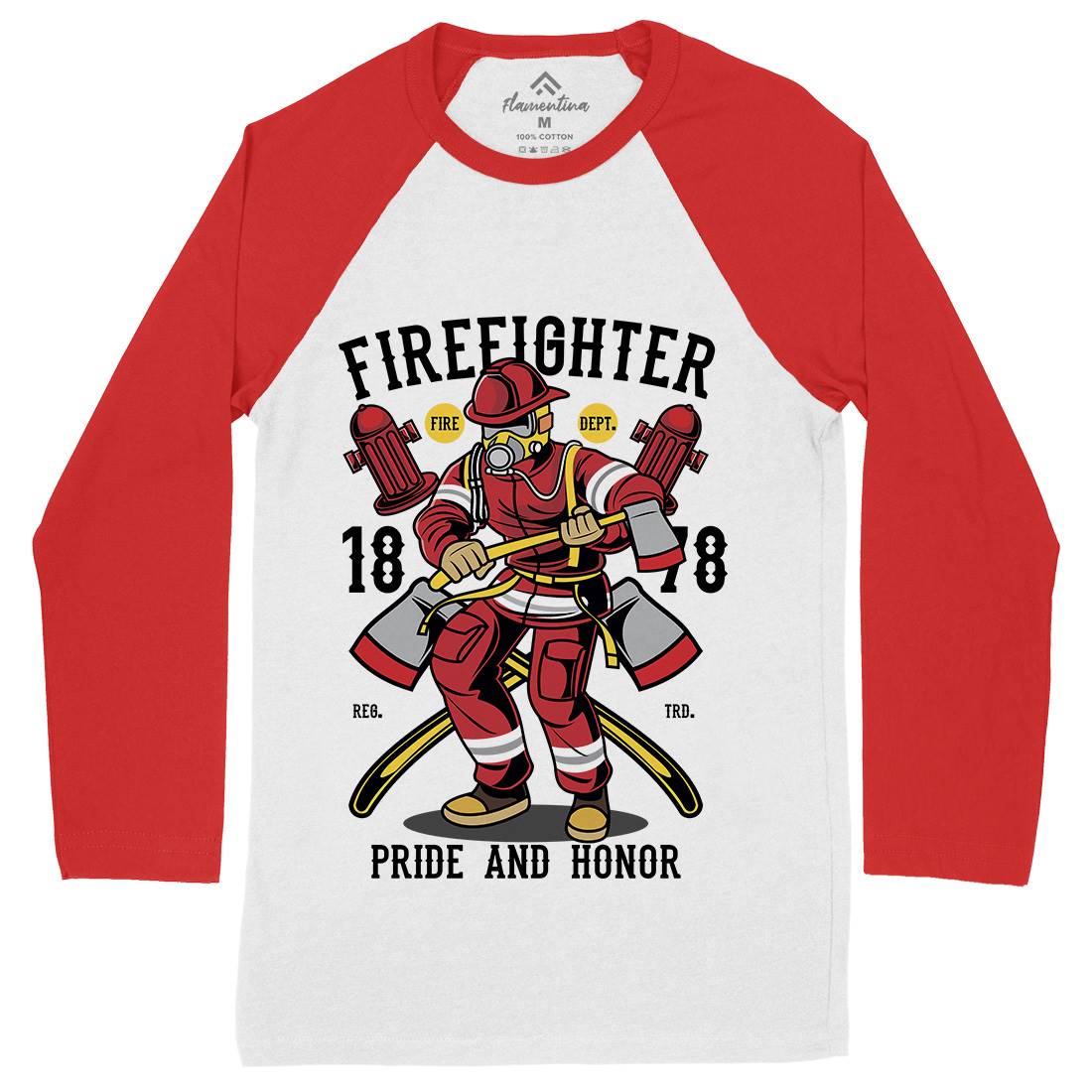 Fire Fighter Mens Long Sleeve Baseball T-Shirt Firefighters C358