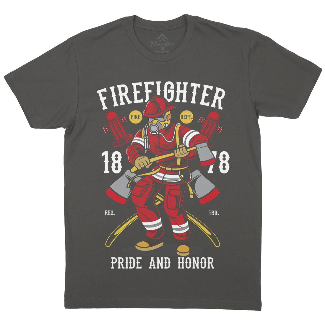 Fire Fighter Mens Crew Neck T-Shirt Firefighters C358