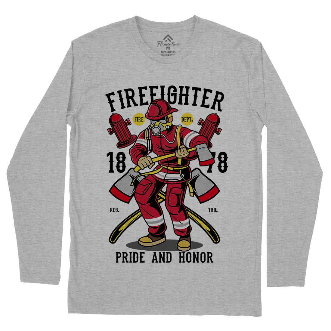 Fire Fighter Mens Long Sleeve T-Shirt Firefighters C358
