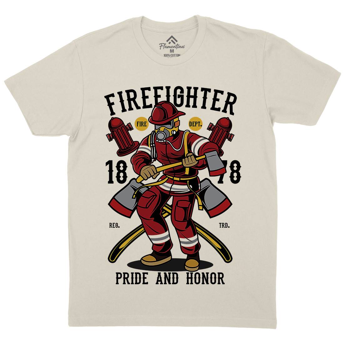 Fire Fighter Mens Organic Crew Neck T-Shirt Firefighters C358