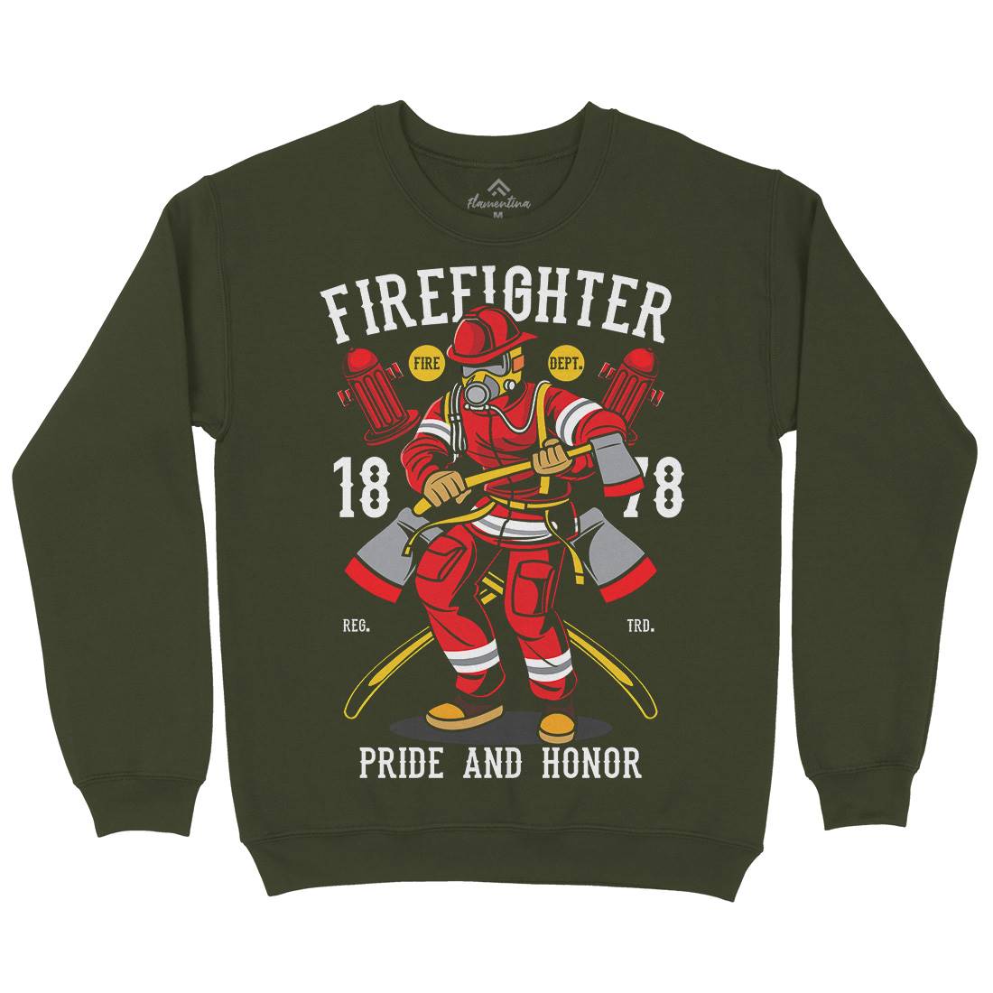 Fire Fighter Mens Crew Neck Sweatshirt Firefighters C358