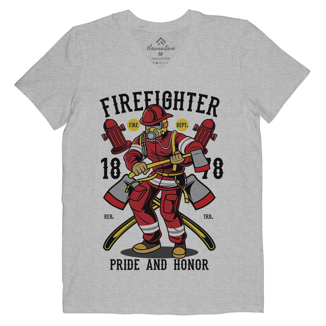 Fire Fighter Mens V-Neck T-Shirt Firefighters C358
