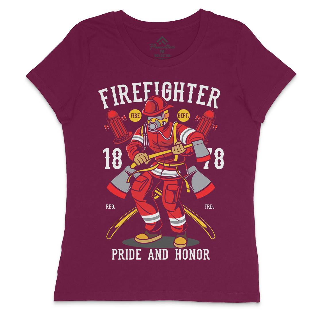 Fire Fighter Womens Crew Neck T-Shirt Firefighters C358